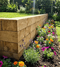 3.6m sleepers used to build a retaining wall